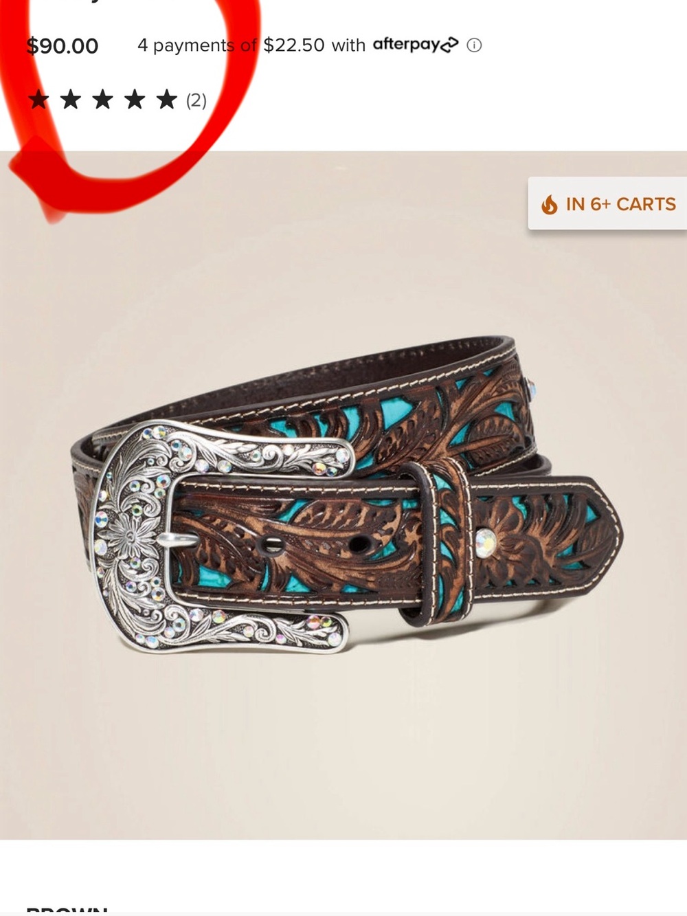 WOMENS ARIAT “ JOCELYN” WESTERN STYLE  BELT - Picture 6 of 6